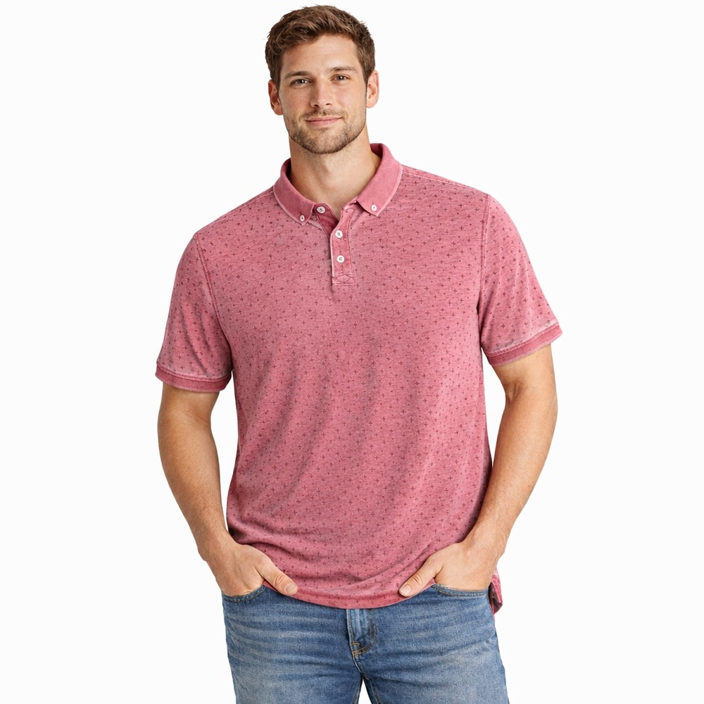 NWT International Report Men’s Red Print Polo Shirt Large